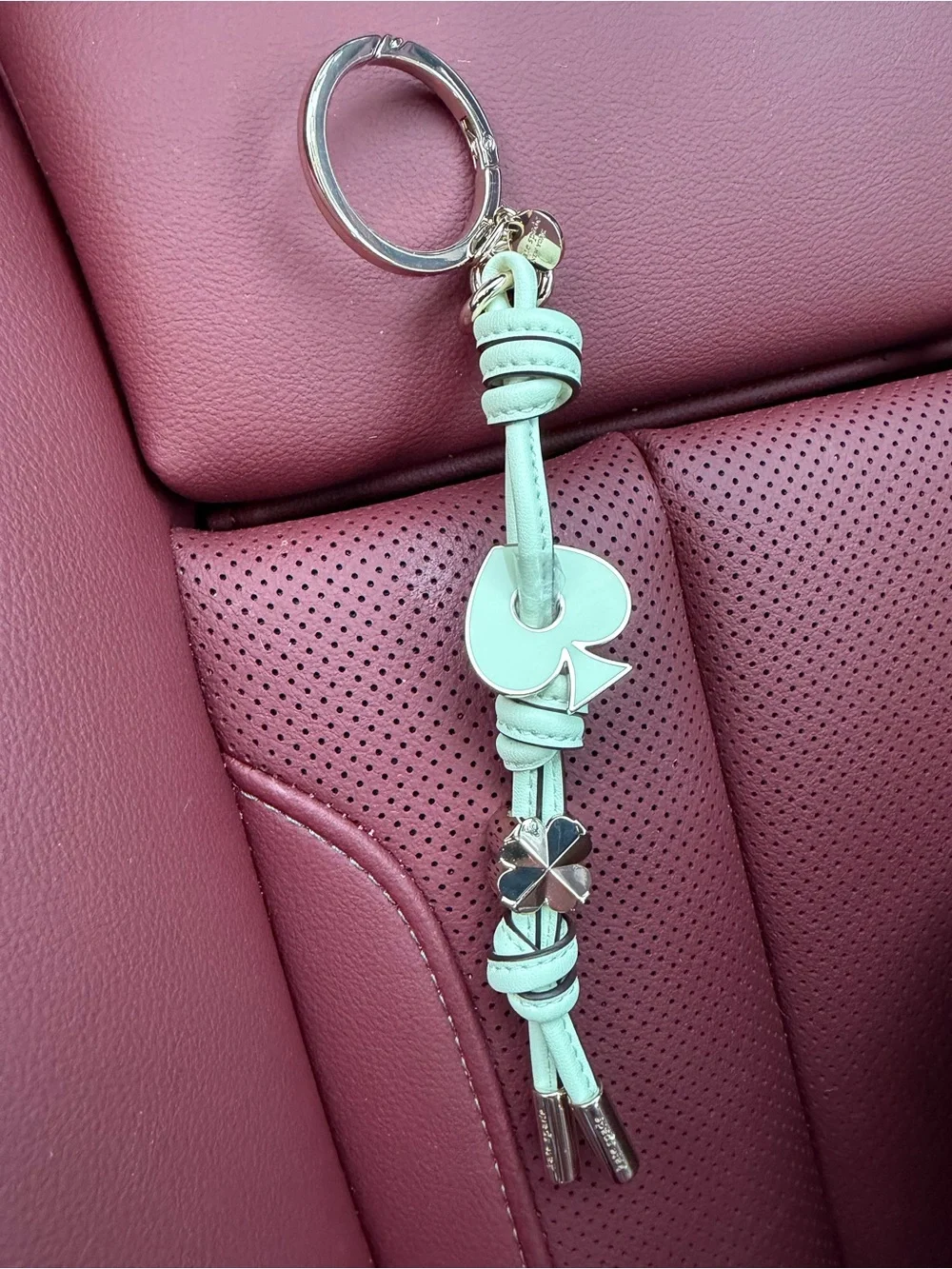 kate spade Mint Leather Tassel Key Fob with Gold Accents